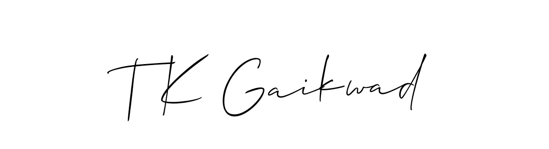How to make T K Gaikwad name signature. Use Allison_Script style for creating short signs online. This is the latest handwritten sign. T K Gaikwad signature style 2 images and pictures png