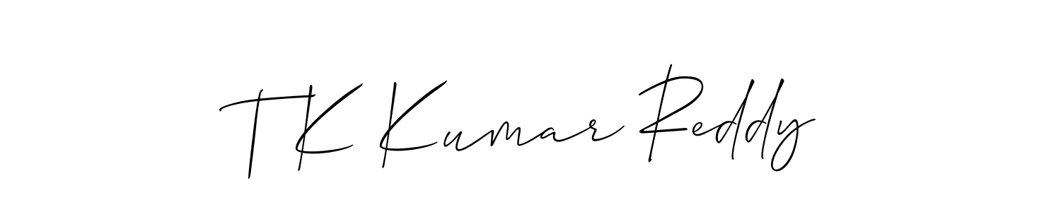 Design your own signature with our free online signature maker. With this signature software, you can create a handwritten (Allison_Script) signature for name T K Kumar Reddy. T K Kumar Reddy signature style 2 images and pictures png