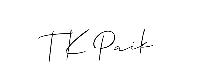 Similarly Allison_Script is the best handwritten signature design. Signature creator online .You can use it as an online autograph creator for name T K Paik. T K Paik signature style 2 images and pictures png