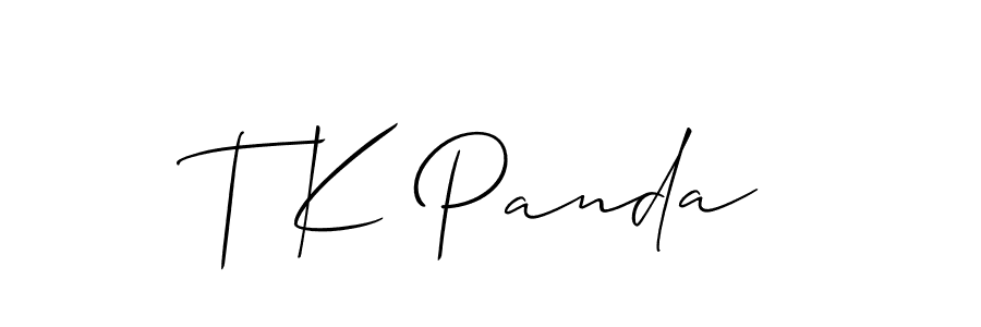 if you are searching for the best signature style for your name T K Panda. so please give up your signature search. here we have designed multiple signature styles  using Allison_Script. T K Panda signature style 2 images and pictures png