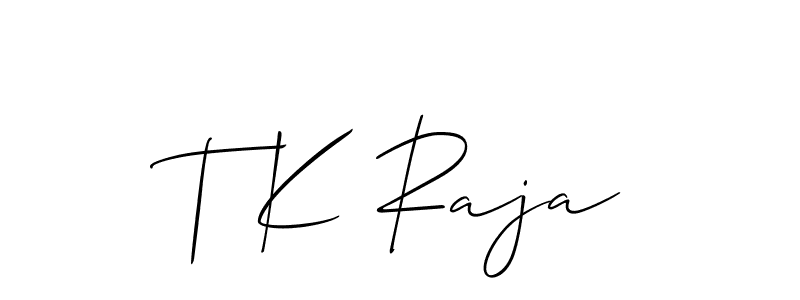 How to make T K Raja signature? Allison_Script is a professional autograph style. Create handwritten signature for T K Raja name. T K Raja signature style 2 images and pictures png