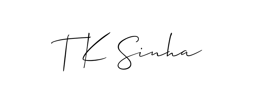 Also You can easily find your signature by using the search form. We will create T K Sinha name handwritten signature images for you free of cost using Allison_Script sign style. T K Sinha signature style 2 images and pictures png