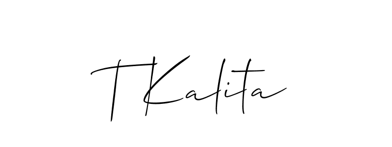 T Kalita stylish signature style. Best Handwritten Sign (Allison_Script) for my name. Handwritten Signature Collection Ideas for my name T Kalita. T Kalita signature style 2 images and pictures png