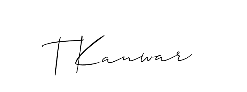 Also we have T Kanwar name is the best signature style. Create professional handwritten signature collection using Allison_Script autograph style. T Kanwar signature style 2 images and pictures png