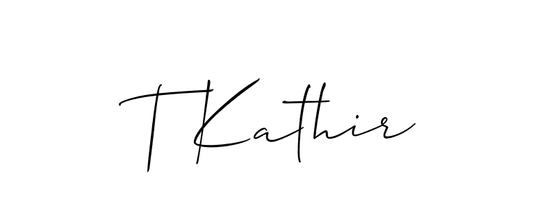 How to make T Kathir name signature. Use Allison_Script style for creating short signs online. This is the latest handwritten sign. T Kathir signature style 2 images and pictures png