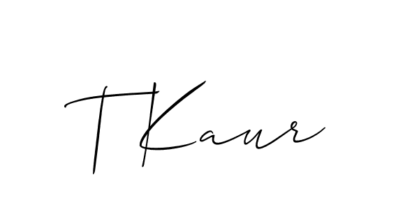 How to make T Kaur name signature. Use Allison_Script style for creating short signs online. This is the latest handwritten sign. T Kaur signature style 2 images and pictures png