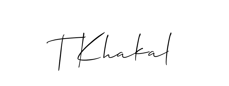 How to Draw T Khakal signature style? Allison_Script is a latest design signature styles for name T Khakal. T Khakal signature style 2 images and pictures png