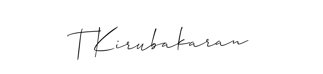 You should practise on your own different ways (Allison_Script) to write your name (T Kirubakaran) in signature. don't let someone else do it for you. T Kirubakaran signature style 2 images and pictures png