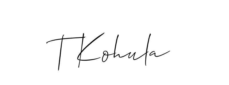 Make a beautiful signature design for name T Kohula. With this signature (Allison_Script) style, you can create a handwritten signature for free. T Kohula signature style 2 images and pictures png