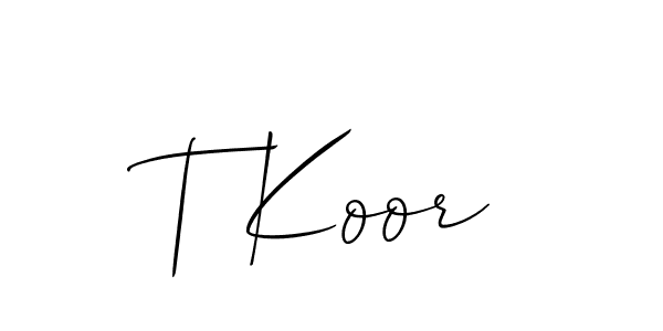 How to make T Koor signature? Allison_Script is a professional autograph style. Create handwritten signature for T Koor name. T Koor signature style 2 images and pictures png