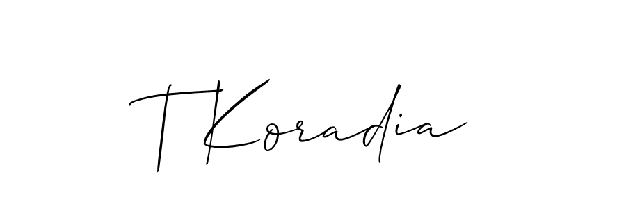 Similarly Allison_Script is the best handwritten signature design. Signature creator online .You can use it as an online autograph creator for name T Koradia. T Koradia signature style 2 images and pictures png