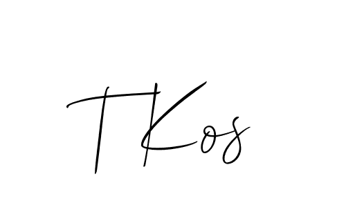 Also we have T Kos name is the best signature style. Create professional handwritten signature collection using Allison_Script autograph style. T Kos signature style 2 images and pictures png