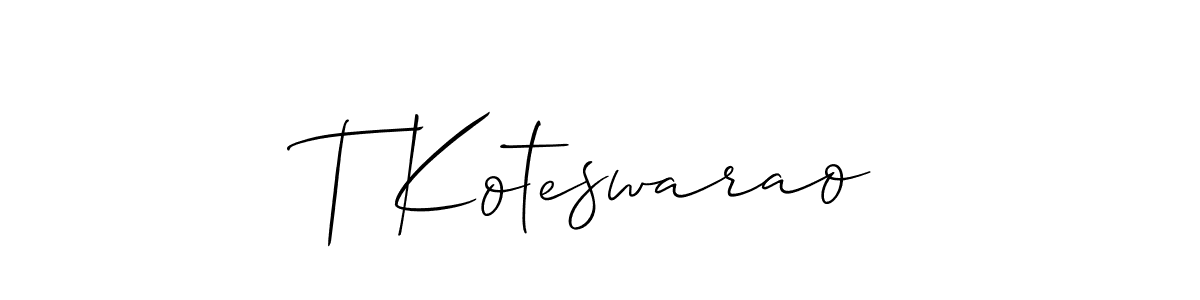 Create a beautiful signature design for name T Koteswarao. With this signature (Allison_Script) fonts, you can make a handwritten signature for free. T Koteswarao signature style 2 images and pictures png