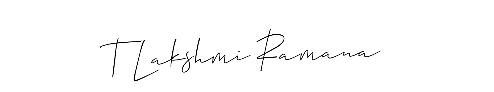 How to make T Lakshmi Ramana name signature. Use Allison_Script style for creating short signs online. This is the latest handwritten sign. T Lakshmi Ramana signature style 2 images and pictures png