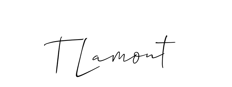 Make a short T Lamont signature style. Manage your documents anywhere anytime using Allison_Script. Create and add eSignatures, submit forms, share and send files easily. T Lamont signature style 2 images and pictures png