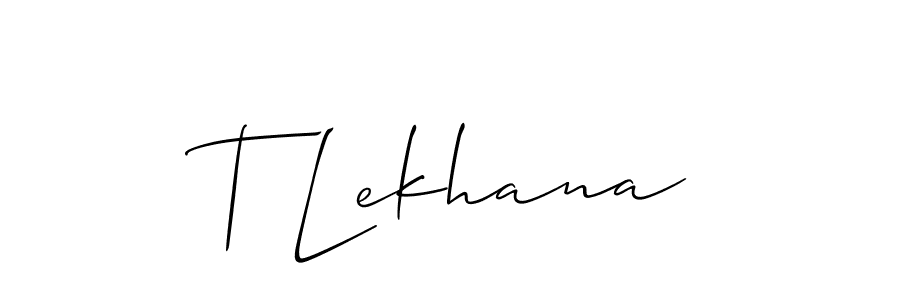 It looks lik you need a new signature style for name T Lekhana. Design unique handwritten (Allison_Script) signature with our free signature maker in just a few clicks. T Lekhana signature style 2 images and pictures png