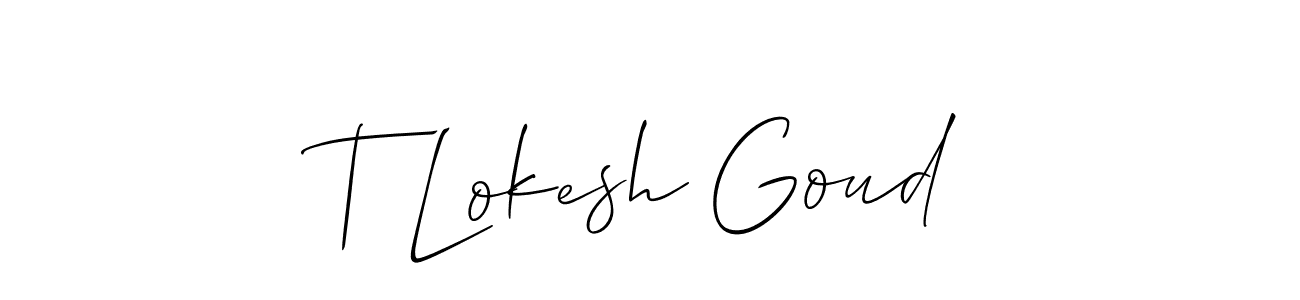 This is the best signature style for the T Lokesh Goud name. Also you like these signature font (Allison_Script). Mix name signature. T Lokesh Goud signature style 2 images and pictures png