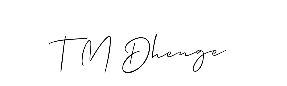 How to make T M Dhenge name signature. Use Allison_Script style for creating short signs online. This is the latest handwritten sign. T M Dhenge signature style 2 images and pictures png