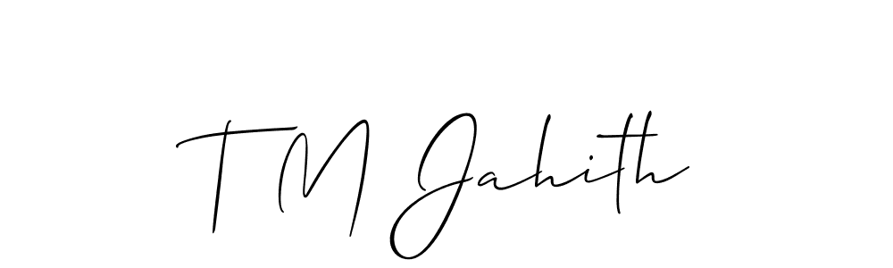 if you are searching for the best signature style for your name T M Jahith. so please give up your signature search. here we have designed multiple signature styles  using Allison_Script. T M Jahith signature style 2 images and pictures png