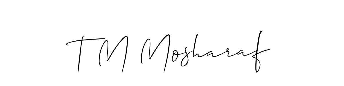 This is the best signature style for the T M Mosharaf name. Also you like these signature font (Allison_Script). Mix name signature. T M Mosharaf signature style 2 images and pictures png