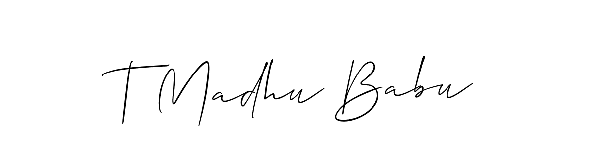 How to Draw T Madhu Babu signature style? Allison_Script is a latest design signature styles for name T Madhu Babu. T Madhu Babu signature style 2 images and pictures png