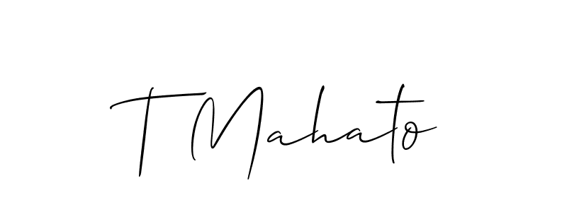 if you are searching for the best signature style for your name T Mahato. so please give up your signature search. here we have designed multiple signature styles  using Allison_Script. T Mahato signature style 2 images and pictures png