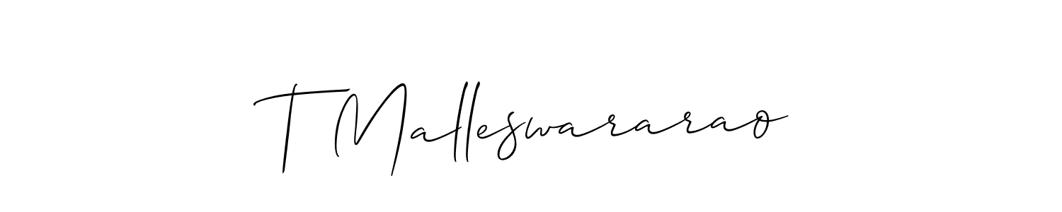 Allison_Script is a professional signature style that is perfect for those who want to add a touch of class to their signature. It is also a great choice for those who want to make their signature more unique. Get T Malleswararao name to fancy signature for free. T Malleswararao signature style 2 images and pictures png