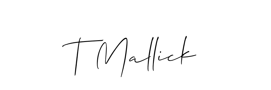 Also You can easily find your signature by using the search form. We will create T Mallick name handwritten signature images for you free of cost using Allison_Script sign style. T Mallick signature style 2 images and pictures png