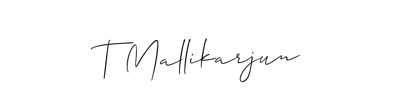 How to make T Mallikarjun name signature. Use Allison_Script style for creating short signs online. This is the latest handwritten sign. T Mallikarjun signature style 2 images and pictures png