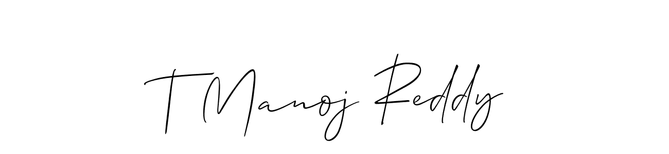 It looks lik you need a new signature style for name T Manoj Reddy. Design unique handwritten (Allison_Script) signature with our free signature maker in just a few clicks. T Manoj Reddy signature style 2 images and pictures png