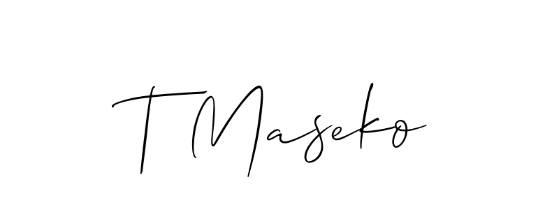 Create a beautiful signature design for name T Maseko. With this signature (Allison_Script) fonts, you can make a handwritten signature for free. T Maseko signature style 2 images and pictures png