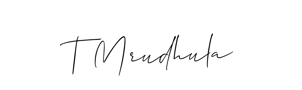 This is the best signature style for the T Mrudhula name. Also you like these signature font (Allison_Script). Mix name signature. T Mrudhula signature style 2 images and pictures png