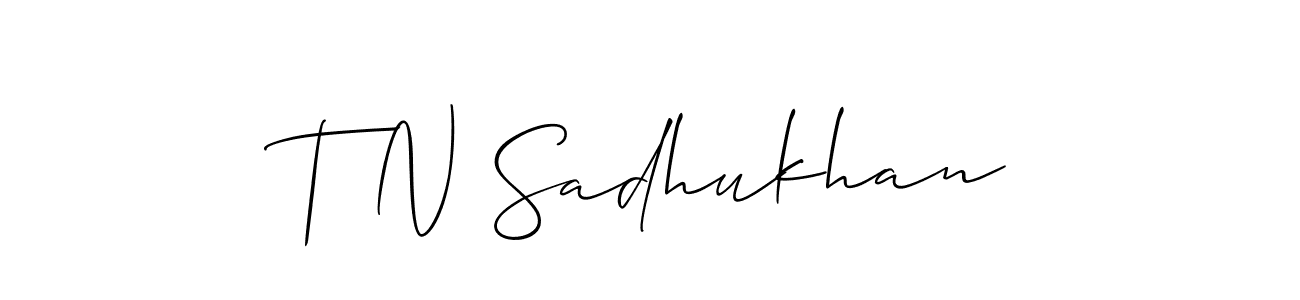How to make T N Sadhukhan name signature. Use Allison_Script style for creating short signs online. This is the latest handwritten sign. T N Sadhukhan signature style 2 images and pictures png