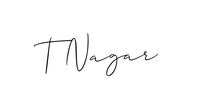 if you are searching for the best signature style for your name T Nagar. so please give up your signature search. here we have designed multiple signature styles  using Allison_Script. T Nagar signature style 2 images and pictures png