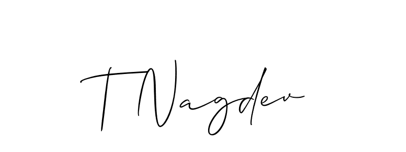 Design your own signature with our free online signature maker. With this signature software, you can create a handwritten (Allison_Script) signature for name T Nagdev. T Nagdev signature style 2 images and pictures png
