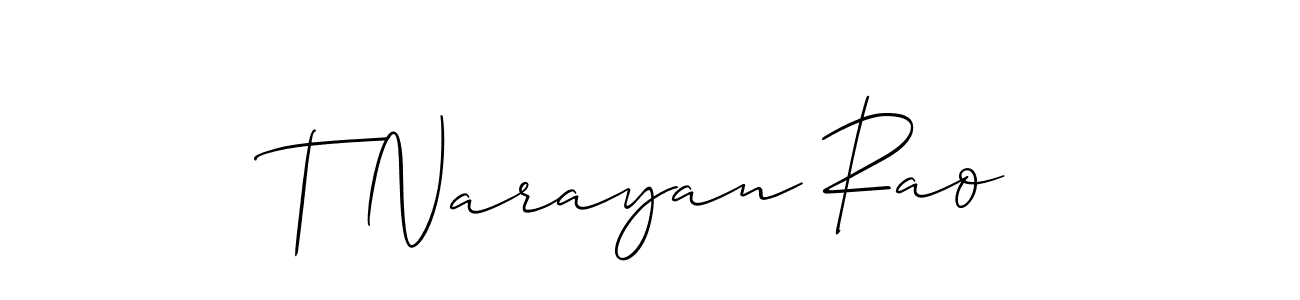 This is the best signature style for the T Narayan Rao name. Also you like these signature font (Allison_Script). Mix name signature. T Narayan Rao signature style 2 images and pictures png