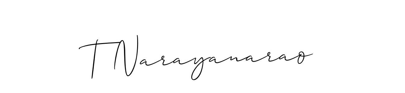 if you are searching for the best signature style for your name T Narayanarao. so please give up your signature search. here we have designed multiple signature styles  using Allison_Script. T Narayanarao signature style 2 images and pictures png