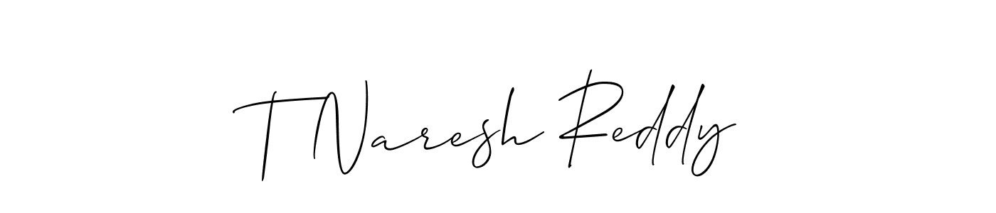 How to make T Naresh Reddy name signature. Use Allison_Script style for creating short signs online. This is the latest handwritten sign. T Naresh Reddy signature style 2 images and pictures png