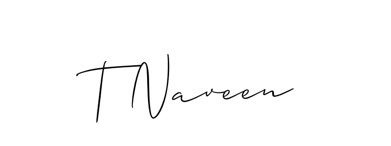 You should practise on your own different ways (Allison_Script) to write your name (T Naveen) in signature. don't let someone else do it for you. T Naveen signature style 2 images and pictures png