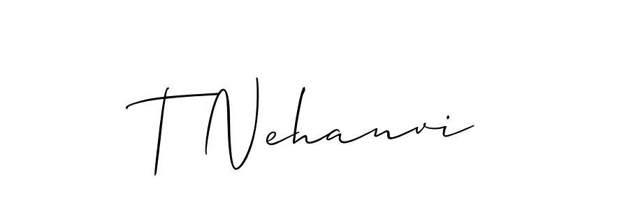 Allison_Script is a professional signature style that is perfect for those who want to add a touch of class to their signature. It is also a great choice for those who want to make their signature more unique. Get T Nehanvi name to fancy signature for free. T Nehanvi signature style 2 images and pictures png