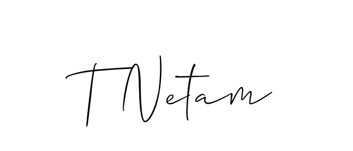 T Netam stylish signature style. Best Handwritten Sign (Allison_Script) for my name. Handwritten Signature Collection Ideas for my name T Netam. T Netam signature style 2 images and pictures png