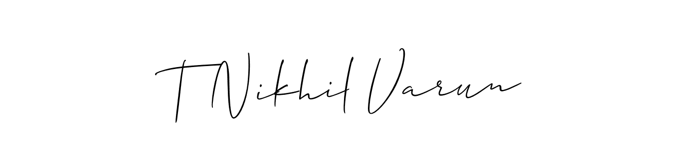 It looks lik you need a new signature style for name T Nikhil Varun. Design unique handwritten (Allison_Script) signature with our free signature maker in just a few clicks. T Nikhil Varun signature style 2 images and pictures png