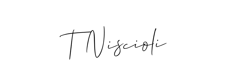 Use a signature maker to create a handwritten signature online. With this signature software, you can design (Allison_Script) your own signature for name T Niscioli. T Niscioli signature style 2 images and pictures png