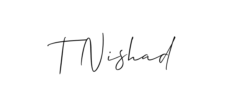 This is the best signature style for the T Nishad name. Also you like these signature font (Allison_Script). Mix name signature. T Nishad signature style 2 images and pictures png