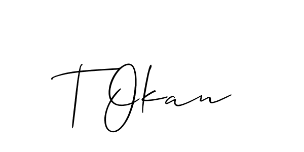 Similarly Allison_Script is the best handwritten signature design. Signature creator online .You can use it as an online autograph creator for name T Okan. T Okan signature style 2 images and pictures png