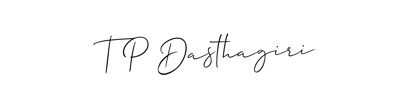Similarly Allison_Script is the best handwritten signature design. Signature creator online .You can use it as an online autograph creator for name T P Dasthagiri. T P Dasthagiri signature style 2 images and pictures png
