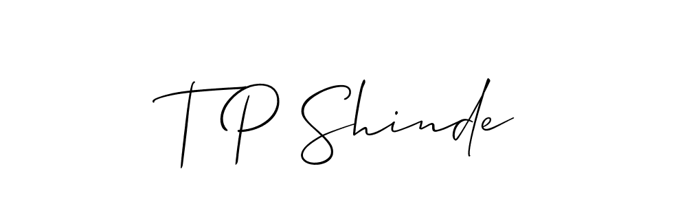 Also You can easily find your signature by using the search form. We will create T P Shinde name handwritten signature images for you free of cost using Allison_Script sign style. T P Shinde signature style 2 images and pictures png