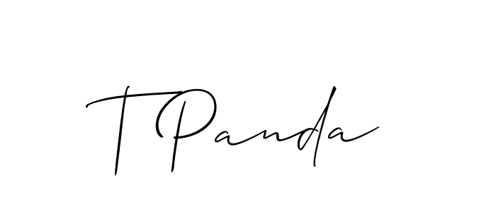 The best way (Allison_Script) to make a short signature is to pick only two or three words in your name. The name T Panda include a total of six letters. For converting this name. T Panda signature style 2 images and pictures png