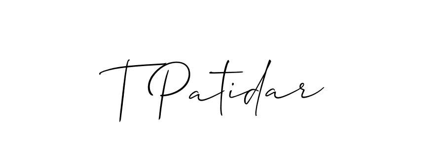 Check out images of Autograph of T Patidar name. Actor T Patidar Signature Style. Allison_Script is a professional sign style online. T Patidar signature style 2 images and pictures png