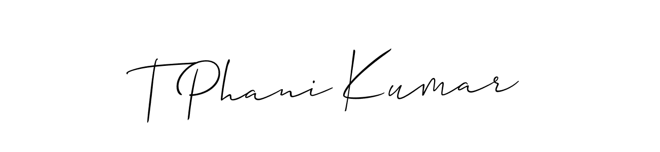 This is the best signature style for the T Phani Kumar name. Also you like these signature font (Allison_Script). Mix name signature. T Phani Kumar signature style 2 images and pictures png